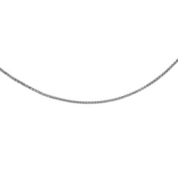 Silver 17In With Rhodium Finish Diamond Cut Wheat Necklace With Lobster Clasp