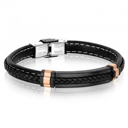 Italgem Steel Leather Bracelet