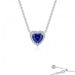 Fancy Lab-Grown Sapphire Halo Heart Necklace