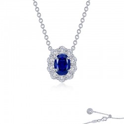 Fancy Lab-Grown Sapphire Halo Necklace