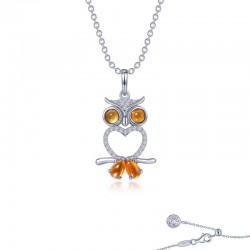 Fancy Lab-Grown Sapphire Owl Necklace