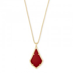Alex Dark Red Gold Tone Pendant Necklace