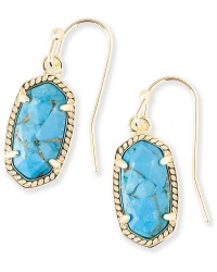 Lee Bronze Veined Turquoise Gold Tone Earrings