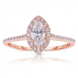BMTR-Rm1301m-14K Rose Gold Marquise Cut Halo Diamond Semi Mount Engagement Ring