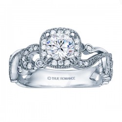 Rm1432-14k White Gold Vintage Semi Mount Engagement Ring