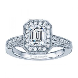 Rm1436-14k White Gold Vintage Semi Mount Engagement Ring