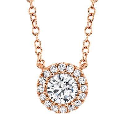 0.20ct Round Brilliant Center and 0.05ct Side 14k Rose Gold Diamond Necklace