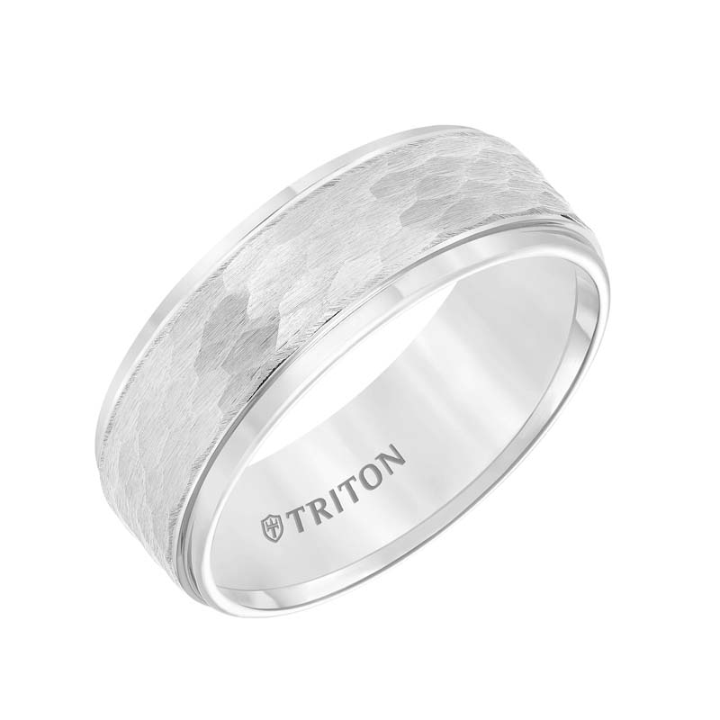 Mens Carbide Tungsten Wedding Ring Grooved with Braided Sterling Silver  Insert - 8mm