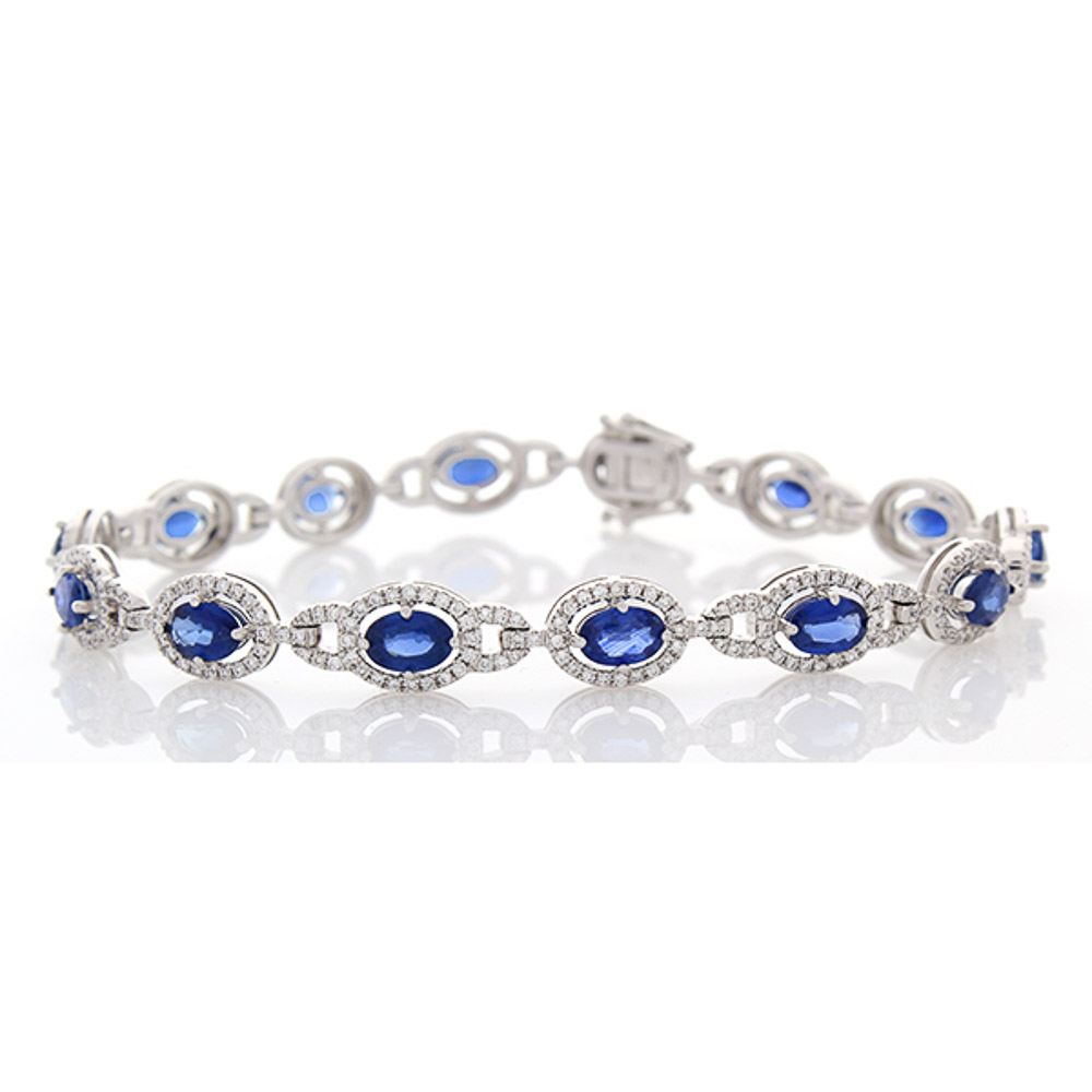 18K White Gold Sapphire Gemstone Bracelet