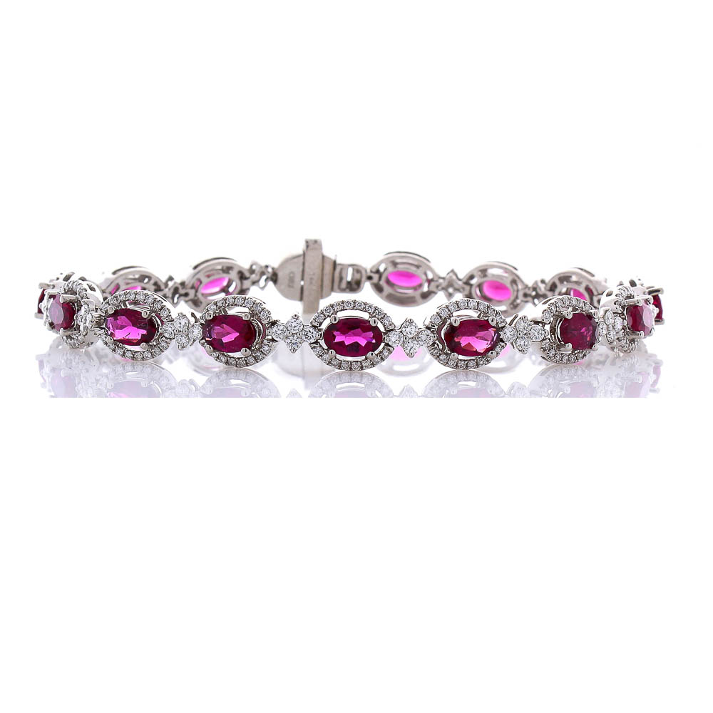 18K White Gold Rubelite Gemstone Bracelet