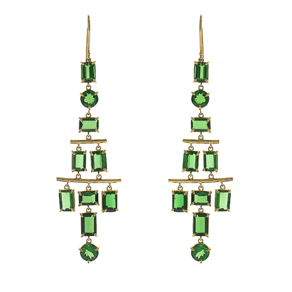 18K Yellow Gold Tsavorite Gemstone Earrings