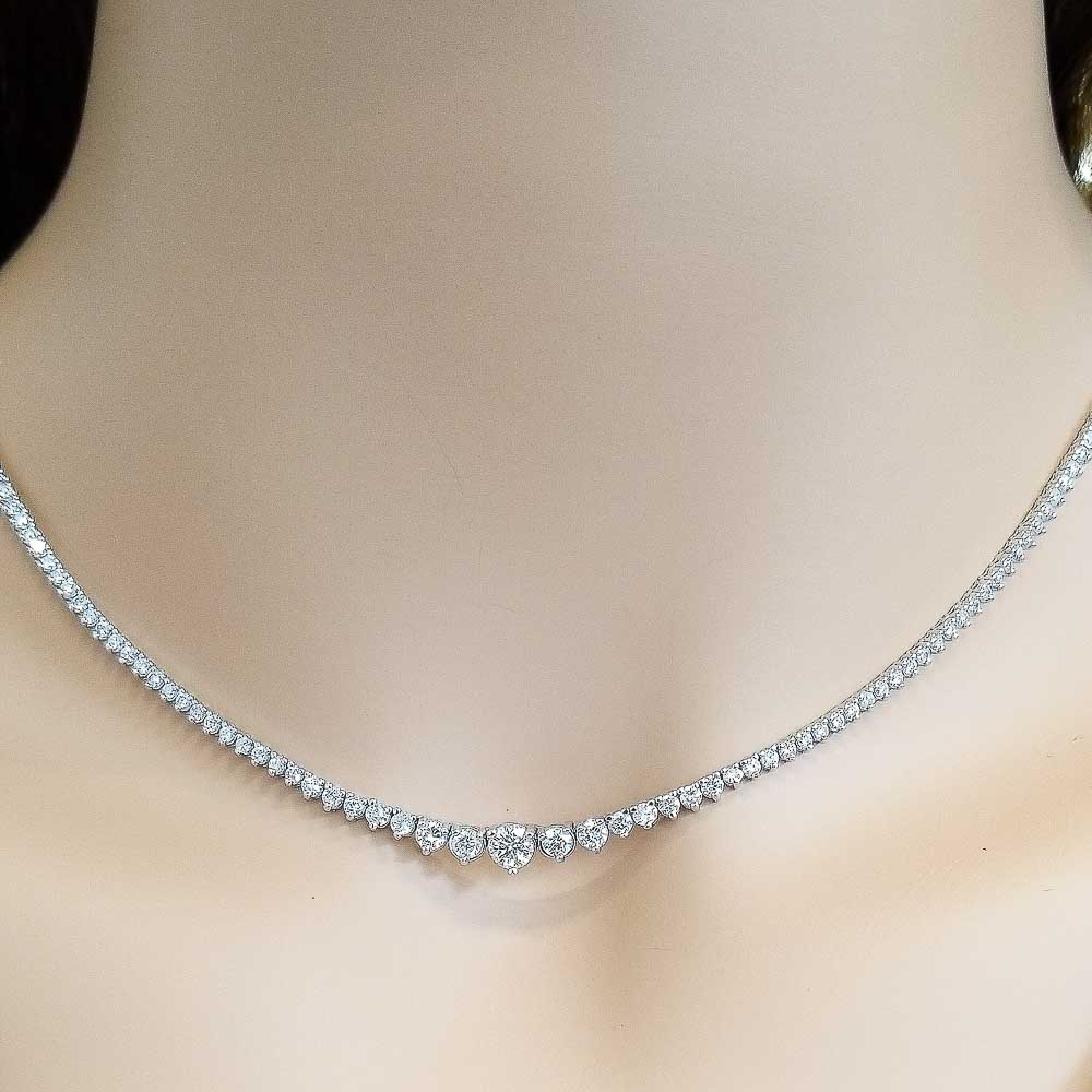 14K White Gold Diamond Gemstone Necklace - BMAD-NK0253