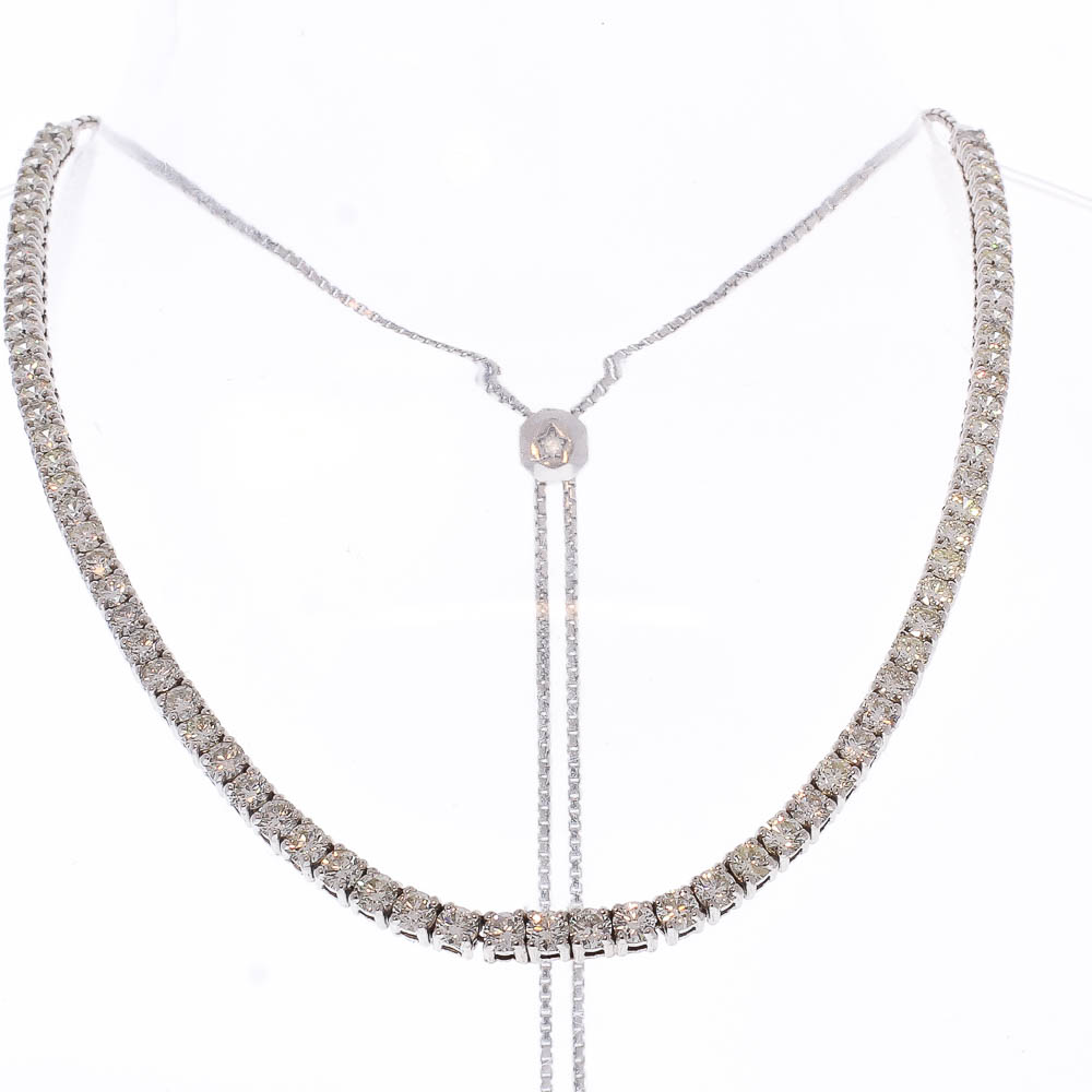 14K White Gold Diamond Gemstone Necklace