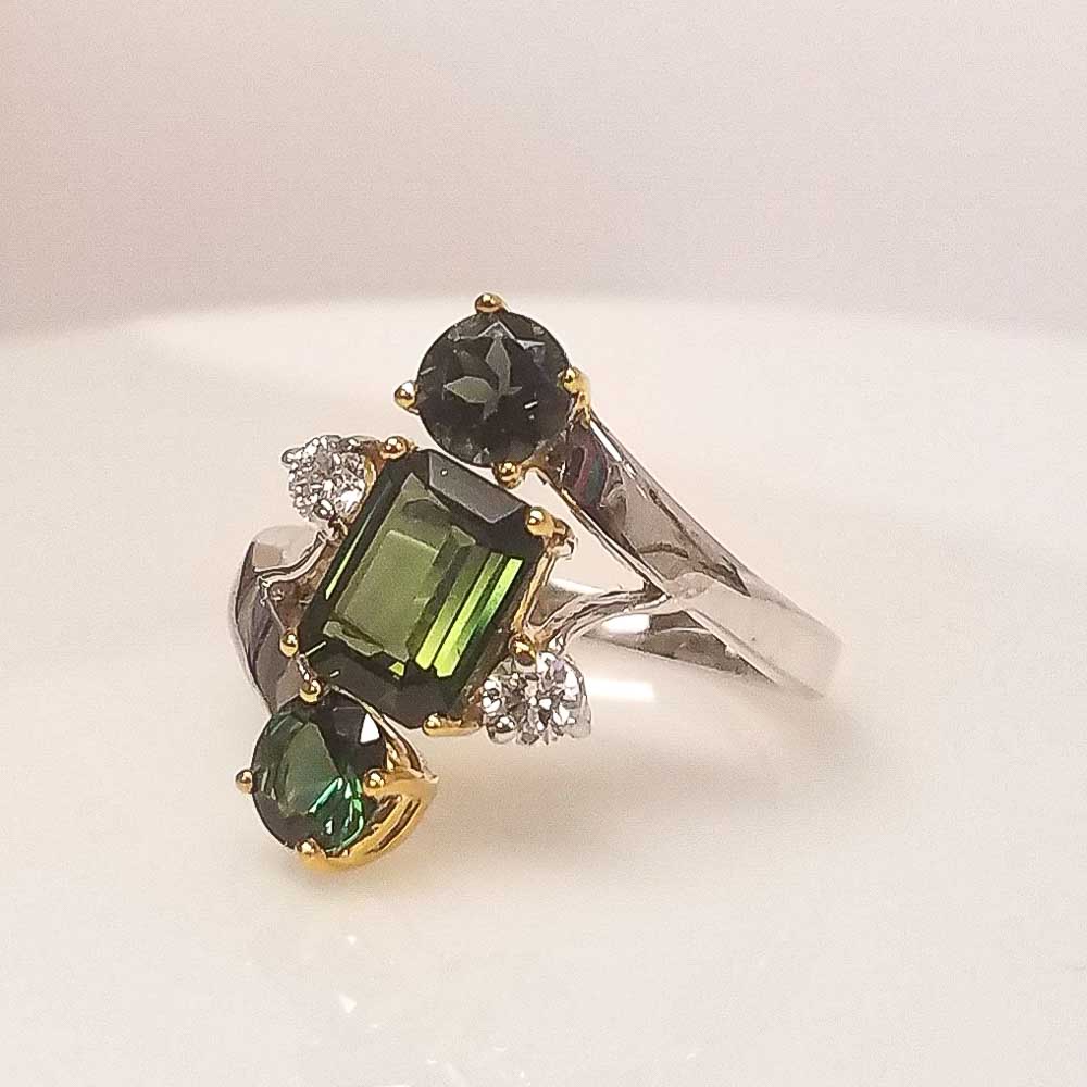 18K Two-Tone Tourmaline Gemstone Ring