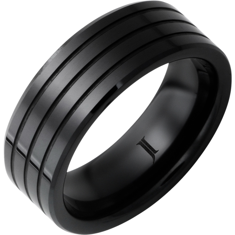Black Diamond Ceramic&trade; Three Groove Ring