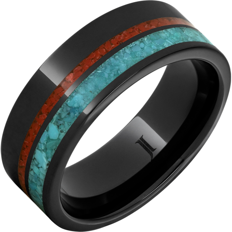 Western Heritage™ Black Diamond Ceramic™ Ring with Coral and