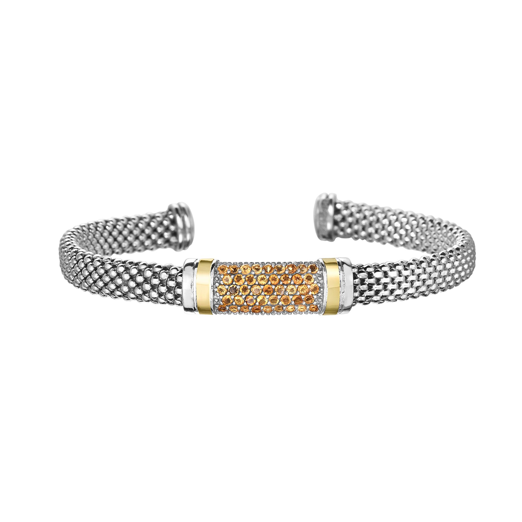 Popcorn Texture Bracelet with Hook Clasp and Diamonds in Sterling Silver