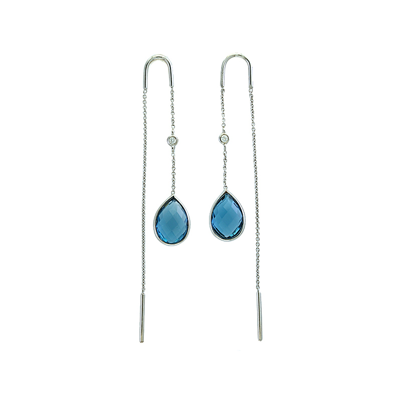 EFFY 14K White Gold Diamond London Blue Earrings - BMBH-IEW0L467MI